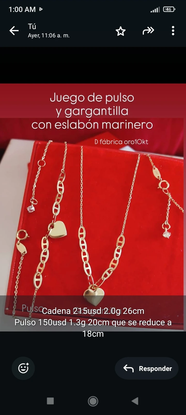 Juego de gargantilla y pulso de corazón liso's foto | Joyería Tentación |  BizneCubano